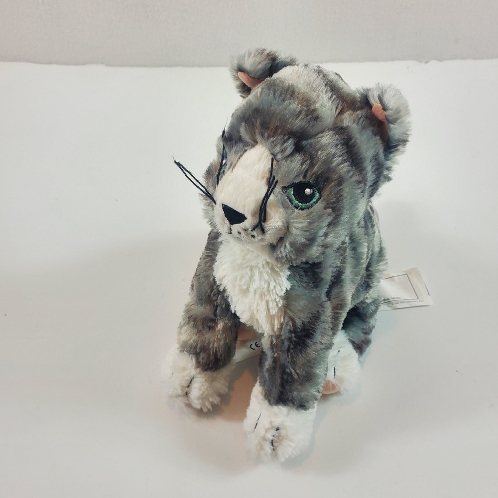 Ikea Lilleplutt Tabby Cat Plush Gray White Stripes 9" Soft Stuffed Animal Toy
